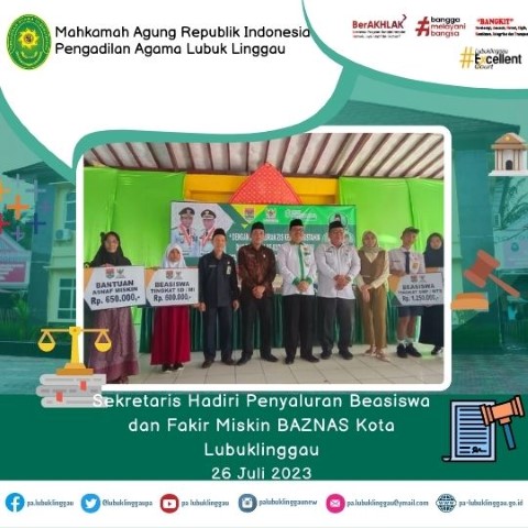 Sekretaris Hadiri Penyaluran Beasiswa dan Fakir Miskin BAZNAS Kota Lubuklinggau 2