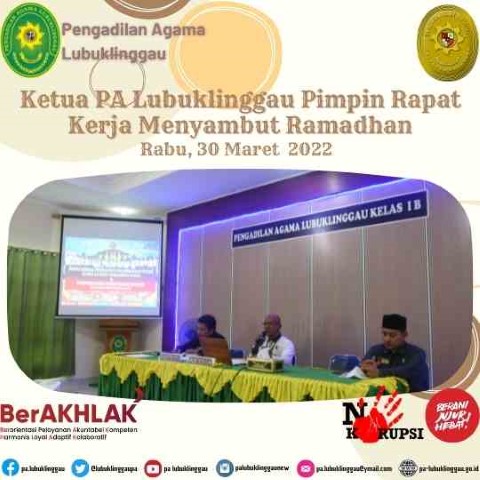 Ketua PA Lubuklinggau Pimpin Rapat Kerja Menyambut Ramadhan 1