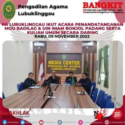 PENANDATANGANAN MOU BADILAG UIN IMAM BONJOL PADANG SERTA KULIAH UMUM SECARA DARING 1