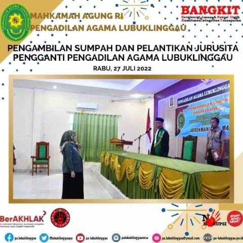 Pengambilan Sumpah dan Pelantikan Jurusita Pengganti Pengadilan Agama Lubuklinggau 1