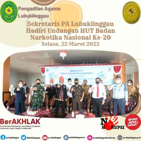 Sekretaris PA Lubuklinggau Hadiri Undangan HUT Badan Narkotika Nasional Ke 20 1