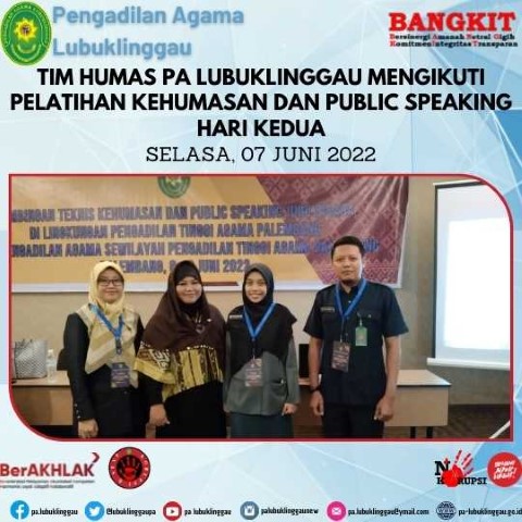 Tim Humas PA Lubuklinggau mengikuti pelatihan Kehumasan dan public speaking hari kedua 1