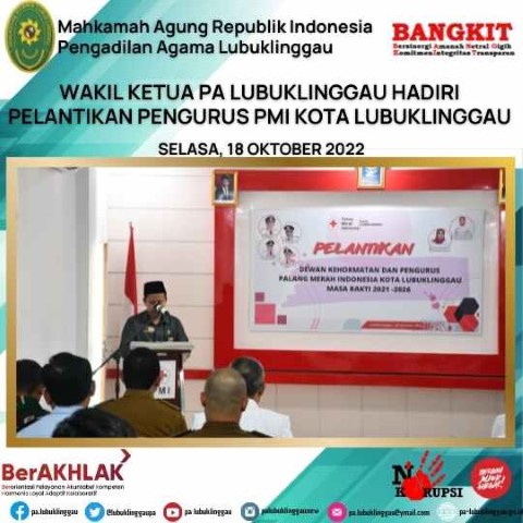WAKIL KETUA PA LUBUKLINGGAU HADIRI PELANTIKAN PENGURUS PMI KOTA LUBUKLINGGAU 1