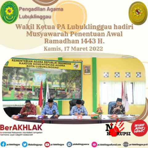 Wakil Ketua PA Lubuklinggau hadiri Musyawarah Penentuan Awal Ramadhan 1443 H 1