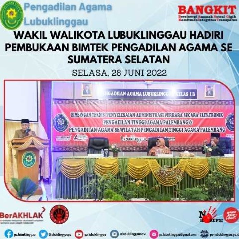 Wakil walikota lubuklinggau hadiri pembukaan Bimtek Pengadilan agama se sumatera selatan 1