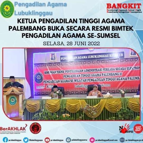 ketua pengadilan tinggi agama palembang buka secara resmi Bimtek Pengadilan Agama Se Sumsel 1